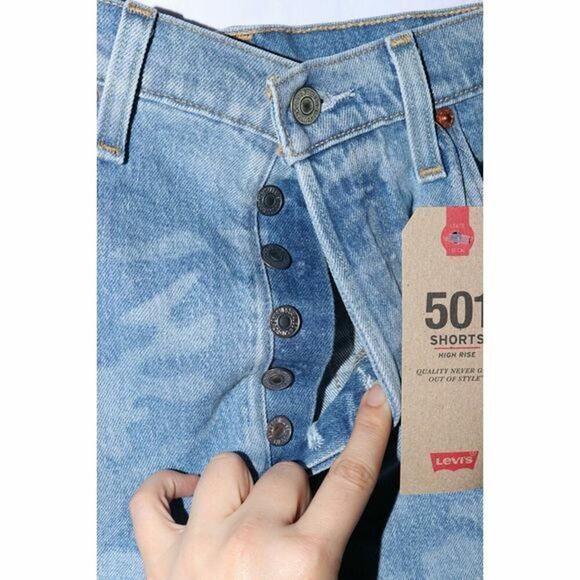 Levis 501 Red Tab Denim Short Womens 12 High Rise Button Fly Cut Off Summer NWT - Picture 4 of 7